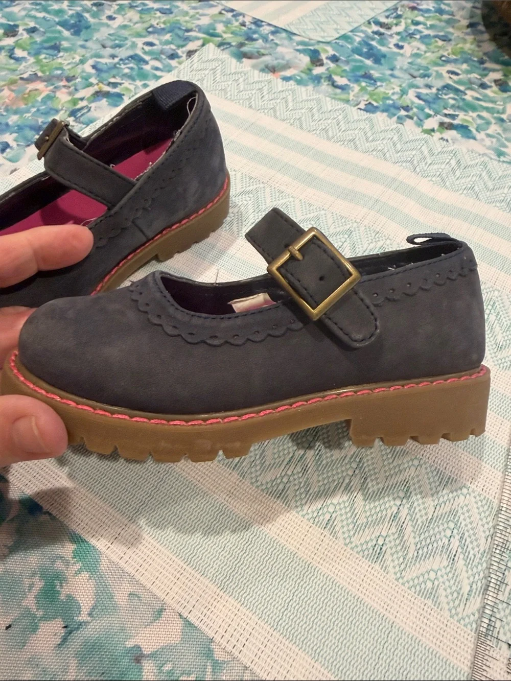 GAP Navy Mary Jane Shoes with Pink Insole Toddler size 9